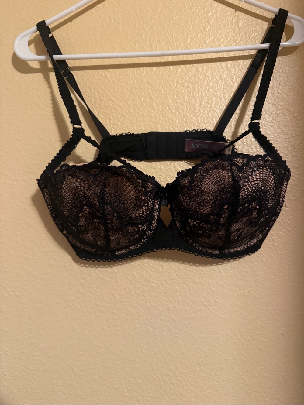 Adore Me Black Floral Lace Underwire Bra